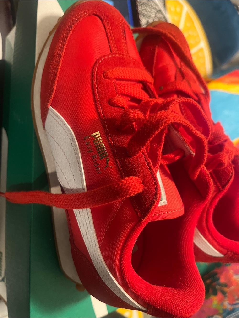 Puma Kids Red Low-Top Lace-Up Sneakers - Picture 4 of 5